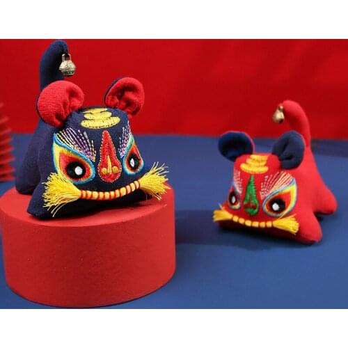 Cloth Tiger Toy Baby Gift Embroidery Ornaments Needlework Handicraft Car Pendant Kawaii Home Room Decor Interioor Accessories