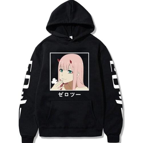 Harajuku Anime Zero Two Graphic Hoodie Darling In The Franxx Long Sleeved Hoodies Sweatshirt Tops Male