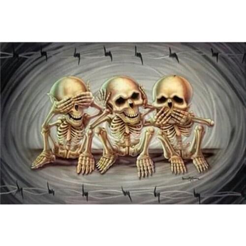 Three Skeletons 5D DIY Full Round Diamond Painting Cross Stitch 3D Embroidery Rhinestone Mosaic Home Decor Art Y1707