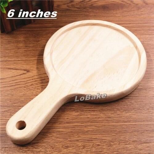 6 inches height 1.7cm wooden round pizza pan with handle pizza stones pie pancake pans kitchen tools for DIY bakeware supplies