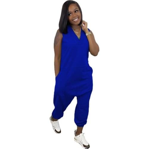 Women Sleeveless Loose Beach Boho Casual Jumpsuit 2021 Summer Homewear Beach Vacation High Street Romper Overalls Dropshipping