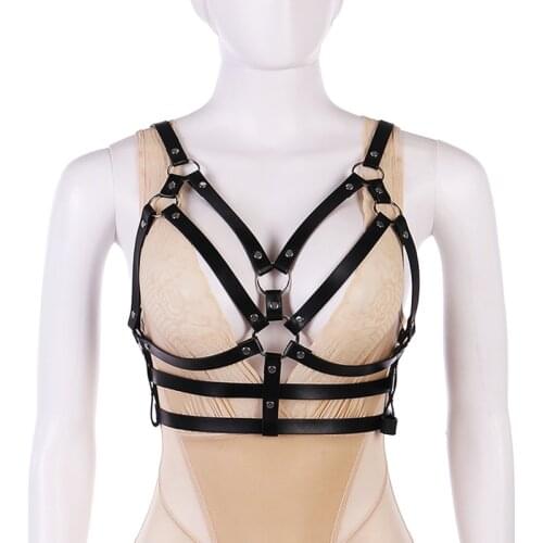 Women Fetish Chest Bondage Harness Lingerie Harajuku Sexy Leather Harness Bra Erotic Body Gothic Suspenders Garter Belt Seks