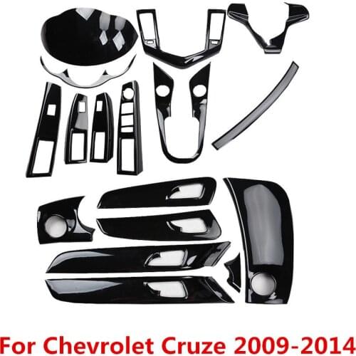 1 Set Car Interior Mouldings Center Outlet Gear Handle Panel Cover Window Control Trim for Chevrolet Cruze 2009-2014 Black