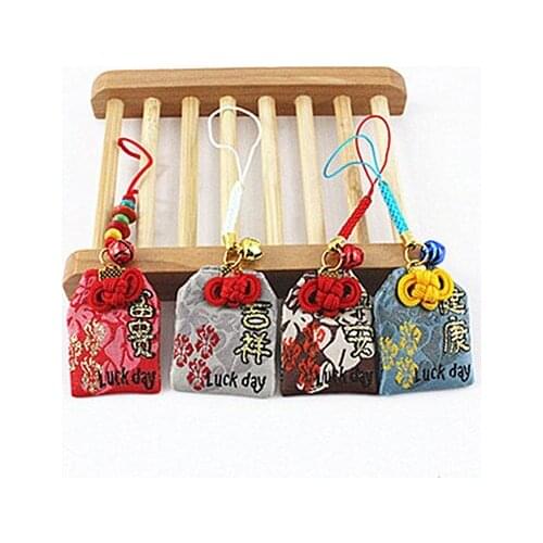 1pcs Omamori Healthy Fortuen phone chain safe Rich Hornor pendant keychains