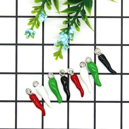 10pcs 5*20mm Chili Alloy Enamel Charms Pendants Vegetable Charms Dangle Fit DIY Earrings Bracelets Hair Jewelry Accessory XL883