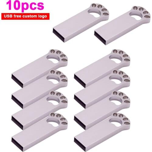 10pcs/lot Metal USB Flash Drive 16GB 32GB 64GB usb stick pen drive Pendrive USB 2.0 Usb Flash Memory Stick usb free custom logo