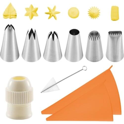 10 Pcs/Set Piping Bag Converter Icing Nozzles Tips Pastry Cupcake Cream Cake Decorating Supplies Kit Baking Tools
