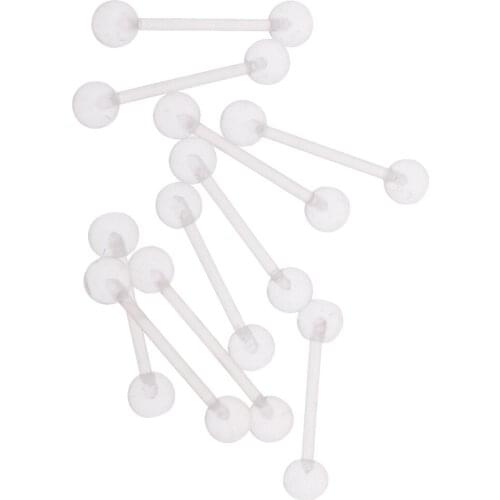 10Pcs Body Piercing Jewelry Eyebrow Navel Belly Tongue Lip Bar 14G