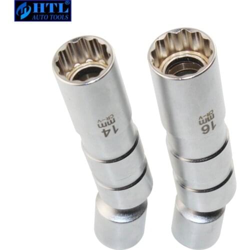 14 Or 16mm Magnetic Thin Wall Universal Joint Spark Plug Socket Removal Tool 12pt 97L