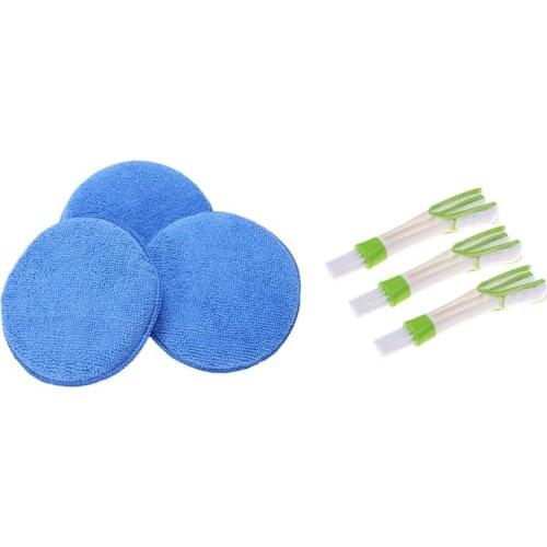 3 Pcs Microfibre Foam Sponge Polish Wax Applicator Pads & 3 PCS Mini Duster for Car Air Vent