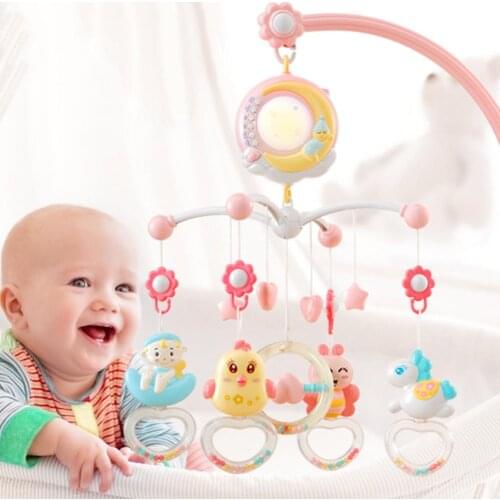 Baby Rattles Crib Mobiles Toy Holder Rotating Mobile Bed Bell Musical Box Projection 0-12 Months Newborn Infant Baby Girl Toys