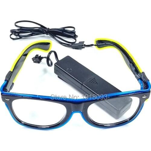 Double Color Neon Light Glasses EL Wire Glowing Glasses with DC-3V Sound activated Driver Novelty Lighting Glow Party Decor