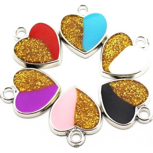 Hot selling mix 50pcs/lot Heart plastic Pendant Dangle Charms Lobster Clasp Hanging Charm For Necklace Bangle Jewelry