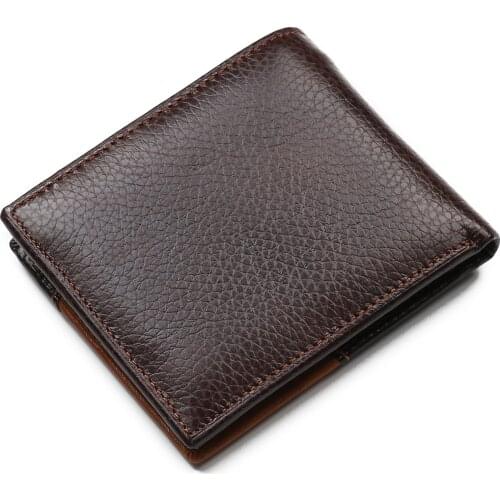 High Quality Male Purse Cartera Genuine Leather Men Wallets Coin Pocket Zipper Real Mens Leather Wallet with Coin