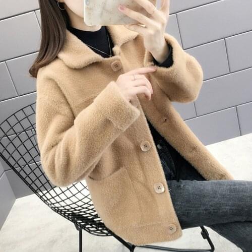 Imitation Mink Velvet Jacket Women Spring Autumn Sweater Loose Plus Size Knit Cardigan Coat Single-Breasted Windbreaker Outwear