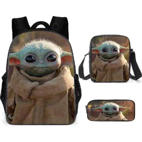 The Mandalorian school backpack set For Boys Girls 3PCS Star Wars School Bags crossbody pencil case children Baby Yoda Mochilas