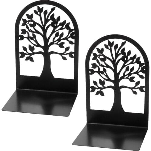 Metal Decorative Bookends 2 Shelves Tree Of Life Book Ends For Heavy Books Book Holder Shelf Holders For Home Office Decor