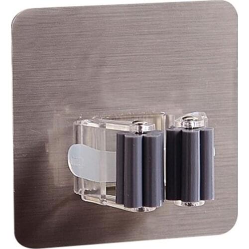 Wall Mounted Mop Holder Brush Broom Hanger Storage Rack Bathroom Organizer Hanging Pipe Hooks