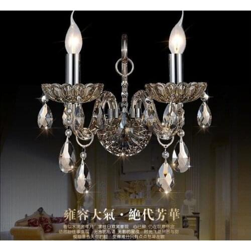 Fashion k9 crystal wall lamp 2 arms wall lights sconce wall bedroom bedside lamp candle Luxury