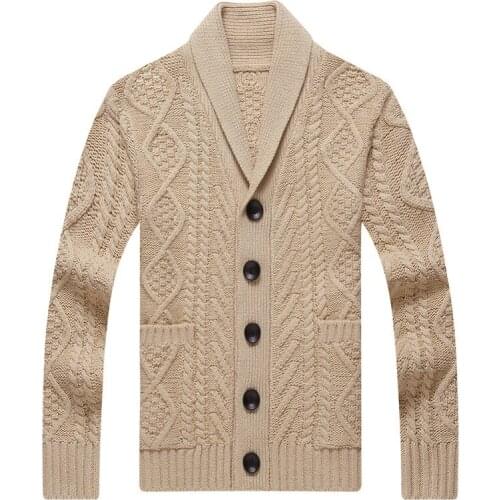 2021 Autumn and Winter New Mens Knit Cardigan Youth Fashion Loose Lapels Twist Sweater