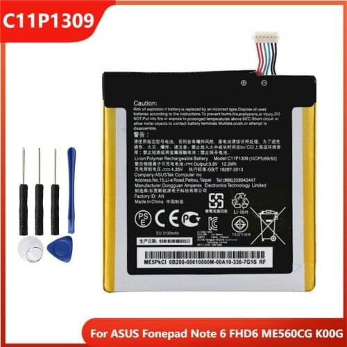 Original Replacement Phone Battery C11P1309 For ASUS Fonepad Note 6 Note6 FHD6 ME560CG K00G Rechargable Batteries 3130mAh