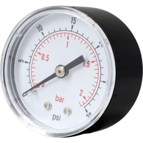 Axial Pressure Gauge 52mm Hydraulic Pressure Measurement Dial 1/4 BSPT Horizontal 0/15,30,60,100,160,300 PSI & Bar