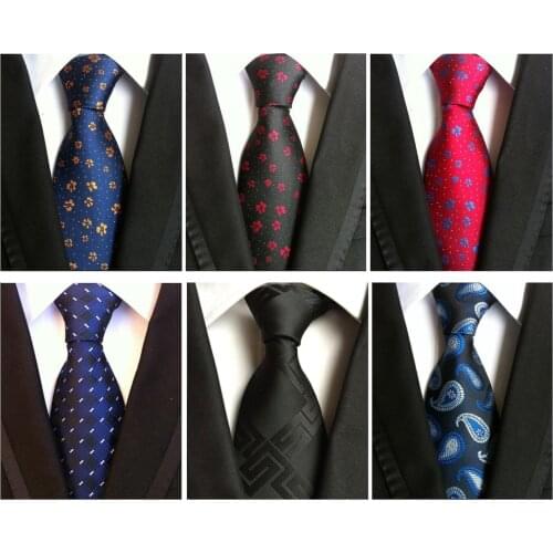 Gift Men Tie Black Red Navy Blue Paisley Floral Flower Novelty Design Silk Wedding Tie for Men Tie Set Party Business Fashion