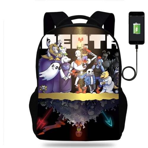 Hot Undertale Kids Backpack for Boys Children School Bags Girls Bookbag Knapsack Men Women USB Charging Travel Bags