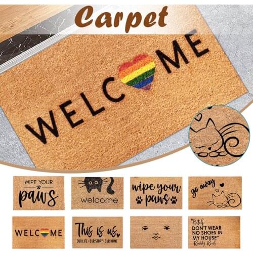 Coir Welcome Mats For Front Door Funny Mats Indoor Living Room Square Cartoon Animal Letter Carpet Entrance Door Mat Carpet