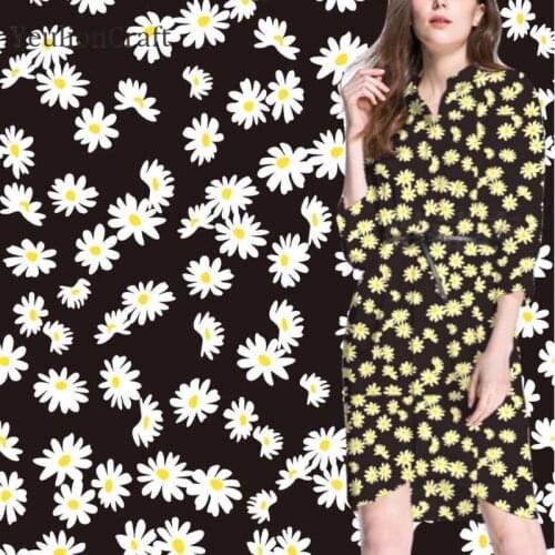 Chzimade 100X150CM Small Daisy Chiffon Printed Tissu Fabric For Dress Patchwork Stretch Fabric Diy Sewing Supplies