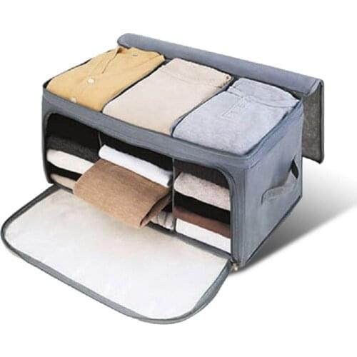 Storage Bag, 62L Adjustable Folding Bamboo Charcoal Storage Case, Grey