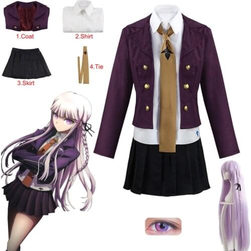 Anime Student Uniform Danganronpa Kirigiri Kyouko Cosplay Costume Includes Purple Wig Halloween Carnival Costume