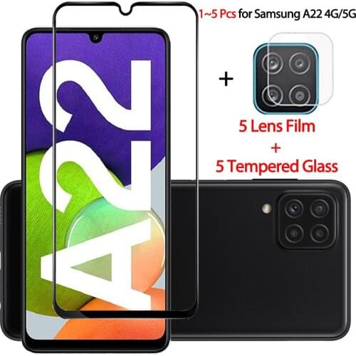 1~5 pcs, glass for samsung a22 tempered glass protection a22 4g samsung a 22 screen protector samsung galaxy a22 5g glass
