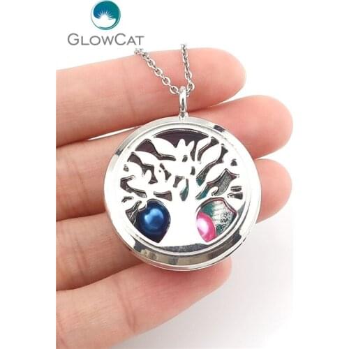 1PC (50cm chain is free) 30mm Round Magnetic Living Memory Tree Locket for Charms Floating Locket Pendants K1193