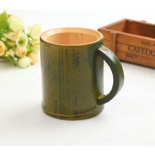 10pcs Handmade Natural Bamboo Tea Cup Japanese Style Beer Milk Cups With Handle Green Eco-friendly Travel Crafts ZA6360