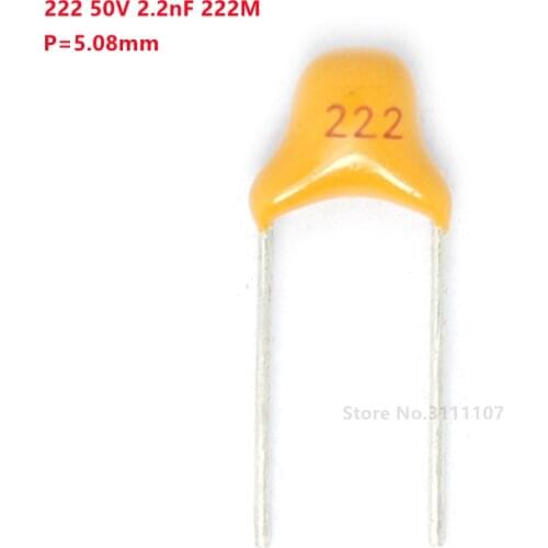 100pcs/lot Multilayer ceramic capacitor 222 50V 2.2nF 222M P=5.08mm