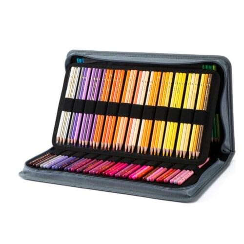 168/216 Holes Pencil Case Proffesional Canvas Storage Pouch Folded Drawing Brush Pen Holder Bags Zipper Pocket Bag Art Supplies