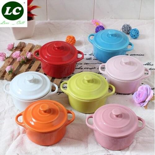200ml Ceramic microwave oven soup cup tableware lid slow cooker dessert soup pot soup bowl mini casserole