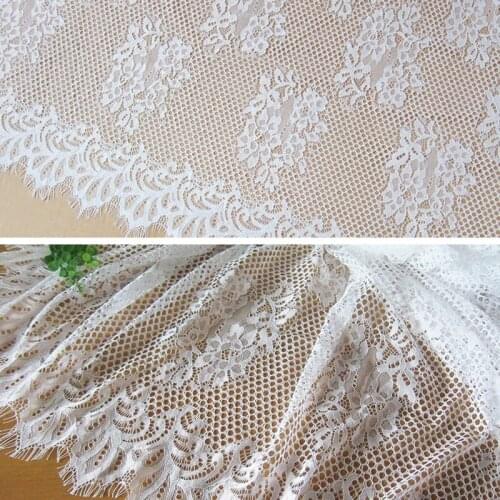 3M/Lot Width 150CM, Black and White Eyelash French Lace fabric, Handmade DIY Clothing Accessories, Dress Material