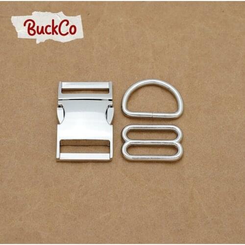 30mm Silver(metal buckle+adjust buckle+D ring/set)for DIY handmade bags dog collar webbing sewing premium quality accessory