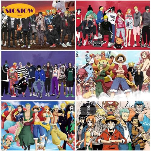 5D Diamond Painting Cross Stitch Poster Cartoon One Piece Luffy Zoro Full Square Set Diamond Mosaic Embroidery Decor Room Gifts