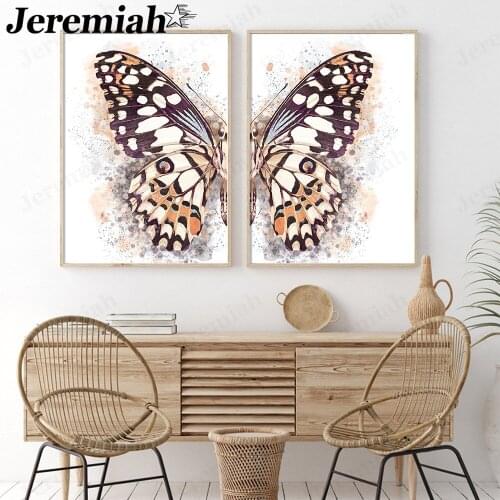 Abstract Beautiful Butterfly Canvas Painting Scandinavian Retro Poster Wall Art Nordic Room Decoration Accessories