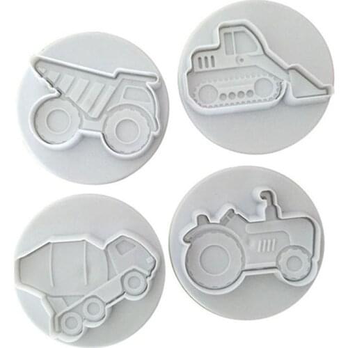 Car Silicone Mold Trucks Vehicles Theme Cake Decoration Cutters 4Pcs/lot Fondant Tractor Tire Candy Cake Molds Baking Tools