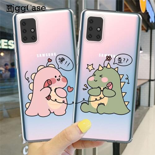 Dinosaur Couple Phone Case For Samsung A51 A10 A20 A30 A40 A50 A70 A71 A750 S8 S9 S10 E S20 Plus Ultra Clear Soft Silicone Cover