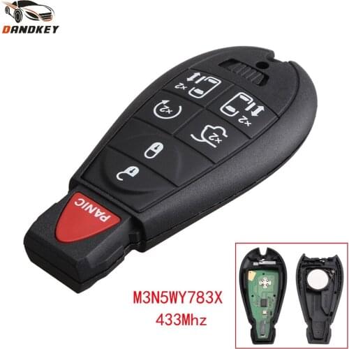 Dandkey 7 Buttons Fob For Chrysler Dodge Jeep Door Fobik Town Country M3N5WY783X IYZ-C01C 433MHz Entry Smart Remote Auto Key