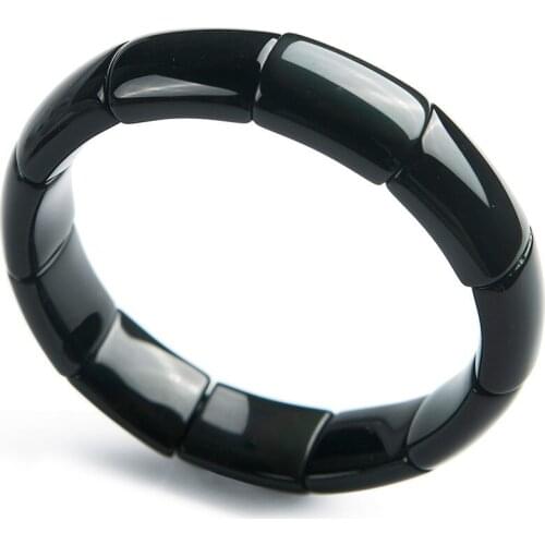 Precious Natural Rainbow Obsidian Gems Stone Crystal Rectangle Bead Bangles Bracelets For Women Men 17*8mm