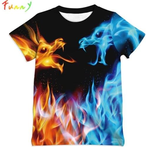 Space Galaxy Yellow Blue Boys Girls T Shirt 3D Fire Print T-shirt for Kids Boy Summer Short Sleeve Children Tops Birthday Gift