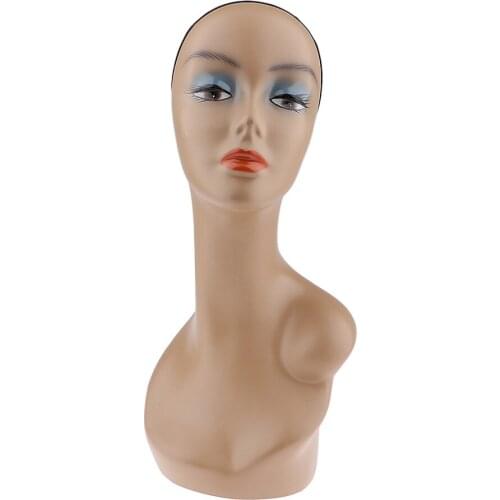 Mannequin Head 19" Free Standing Showcase Wig Display Female Display Model for Wigs Styling Making,Jewelry,Hat,Scarf Display