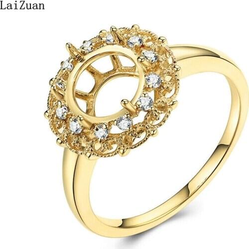 10K Yellow Gold Fine Jewelry Natural Diamond Semi Mount Round 8mm Luxurious Ring