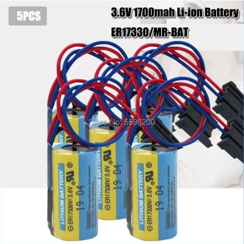 5PCS MR-BAT ER17330V PLC Battery 3.6V 1700mAh ER2/3A 17330 Lithium Li-ion Batteries With Connector For Programmable Controller